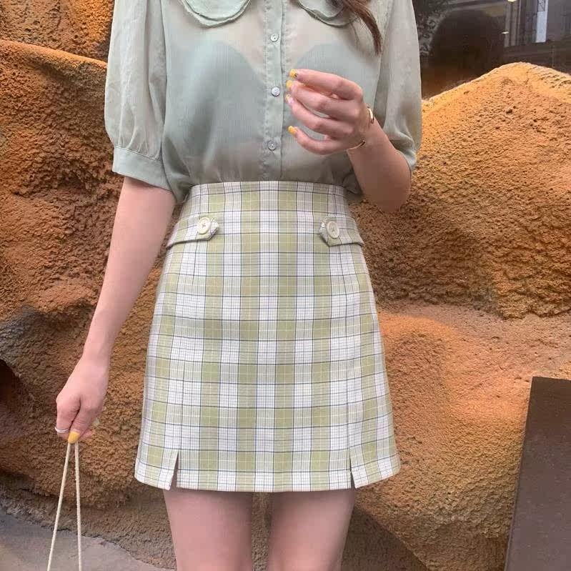 超火半身裙裤百搭奶茶格子裙半身高腰奶茶色夏季款胖mm新款长裙|msdalam kategori Butik wanita / wanita, skirt - dari Buy2taobao.com untuk memberikan perkhidmatan ejen Taobao profesional membeli