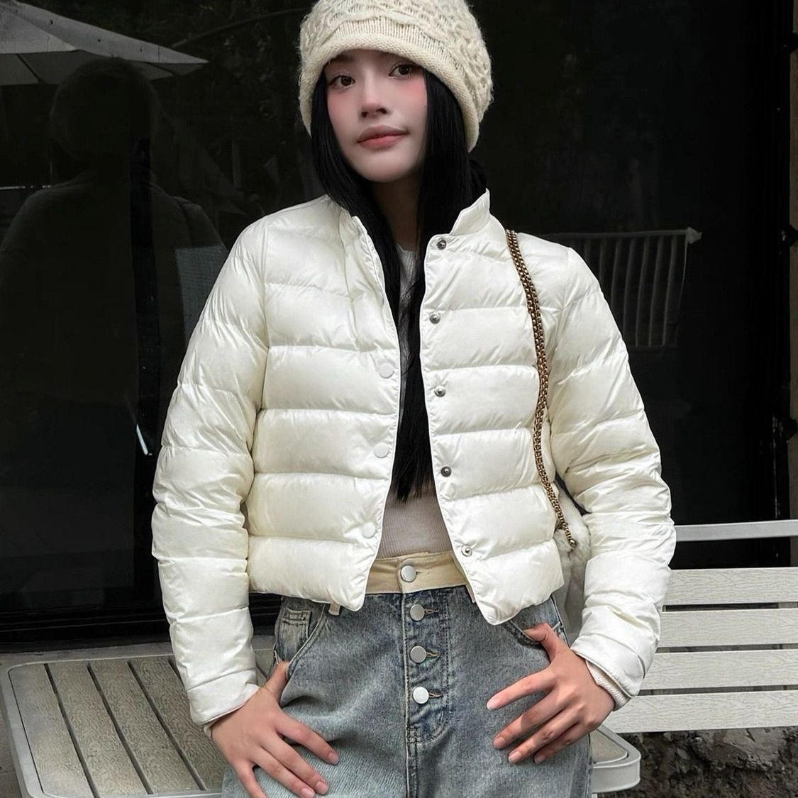 2025新款简约韩版时尚通勤短款棉衣外套洋气保暖青年冬季修身内胆
