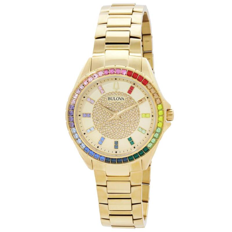 代购BULOVA宝路华男士腕表计时夜光日期测速金属钢带防水镶钻