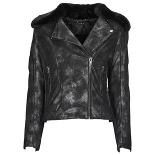 代购GUESS女士夹克保暖防风仿皮毛领秋冬街头皮衣爆款休闲