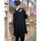 300斤宽松后背交叉美背薄款 大码 上衣 t恤女夏季 胖mm设计感休闲短袖