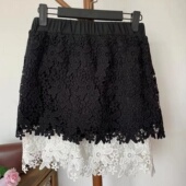 胖MM屁帘防走光蕾丝拼接半身裙300斤大码 宽松遮屁股显瘦百搭短裙