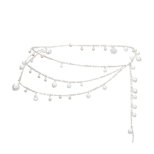 多层度假沙滩珍珠贝壳腰链女士时尚百搭装饰腰带女款裙带身体链条