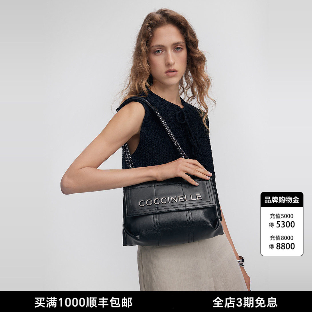 【流浪包系列】COCCINELLE可奇奈尔油蜡皮hobo小香风牛皮革双链条