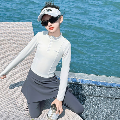 女童泳衣2026新款儿童分体高颜值泳装女孩大童防晒长袖长裤游泳衣