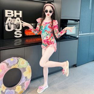 儿童连体带胸垫泳装 女童泳衣高颜值2025新款 女大童海边度假游泳衣
