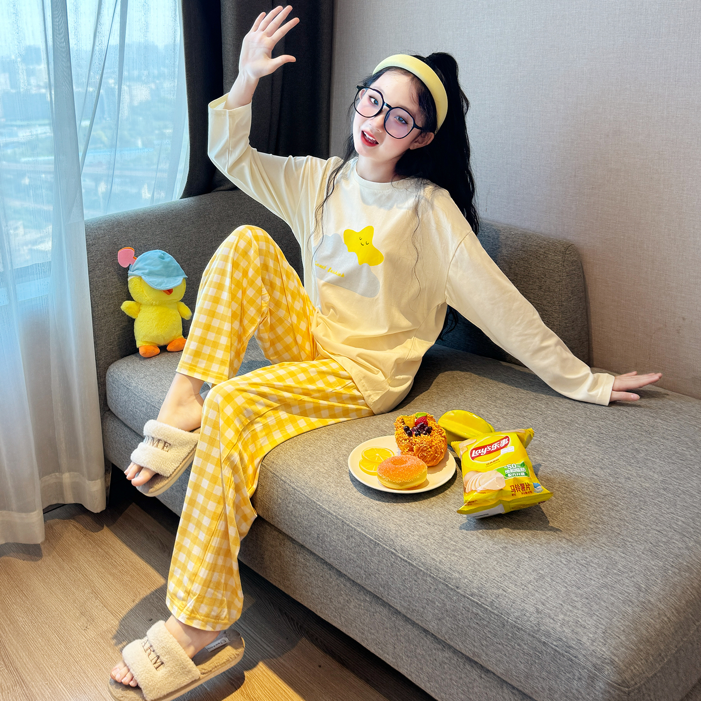 女童睡衣春秋2025新款儿童纯棉高颜值家居服初中生女孩可外穿套装