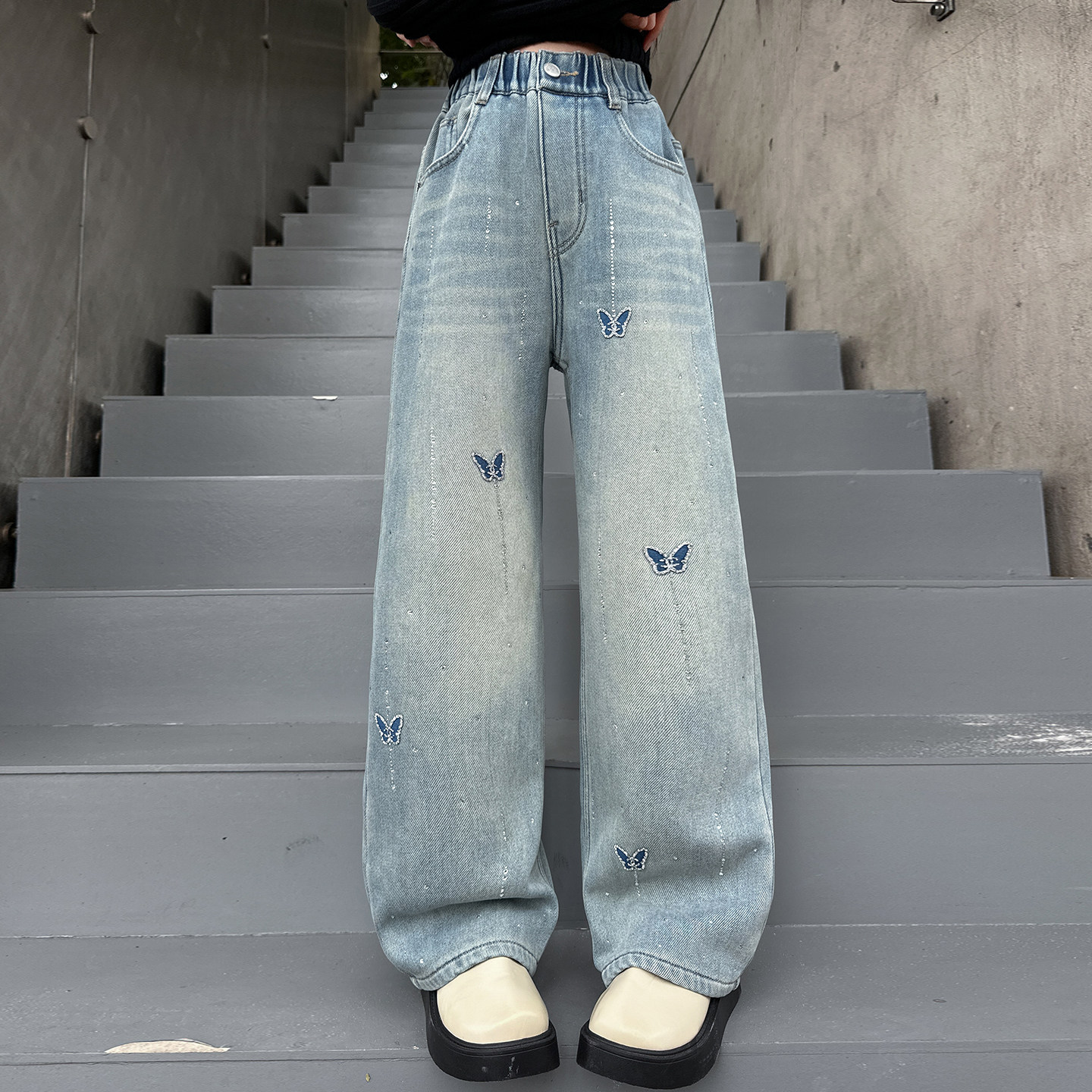 女童牛仔裤子2026春季新款儿童洋气阔腿裤大童女孩春秋款休闲长裤,童装/婴儿装/亲子装,裤子,淘宝优惠券,粉丝福利购,淘宝优惠卷