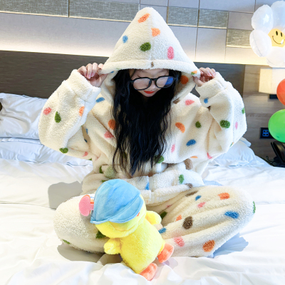 女童睡衣秋冬2025新款儿童珊瑚绒家居服初中生女孩加厚可外穿套装