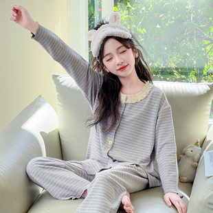 女童睡衣秋冬2025新款儿童纯棉长袖家居服女大童冬季加厚德绒套装