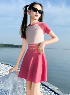 女童泳衣夏季2026新款女孩多巴胺分体泳装8岁中大儿童速干游泳衣6