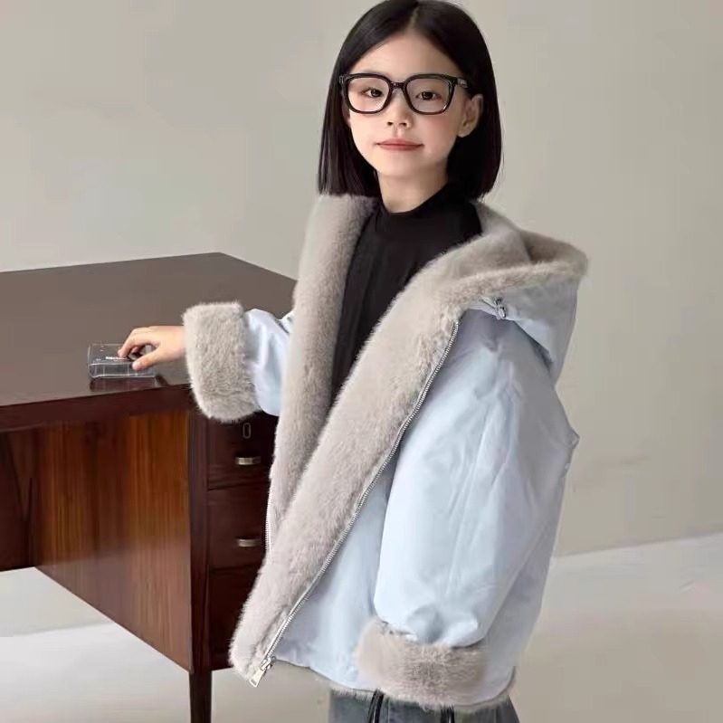 女童冬装加绒外套2025新款儿童加厚派克服女大童冬季双面穿毛毛衣,童装/婴儿装/亲子装,普通外套,淘宝优惠券,粉丝福利购,淘宝优惠卷