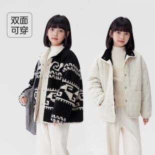 女童棉衣2025冬季新款儿童双面穿绗棉棉服女孩大童冬装羊羔绒外套