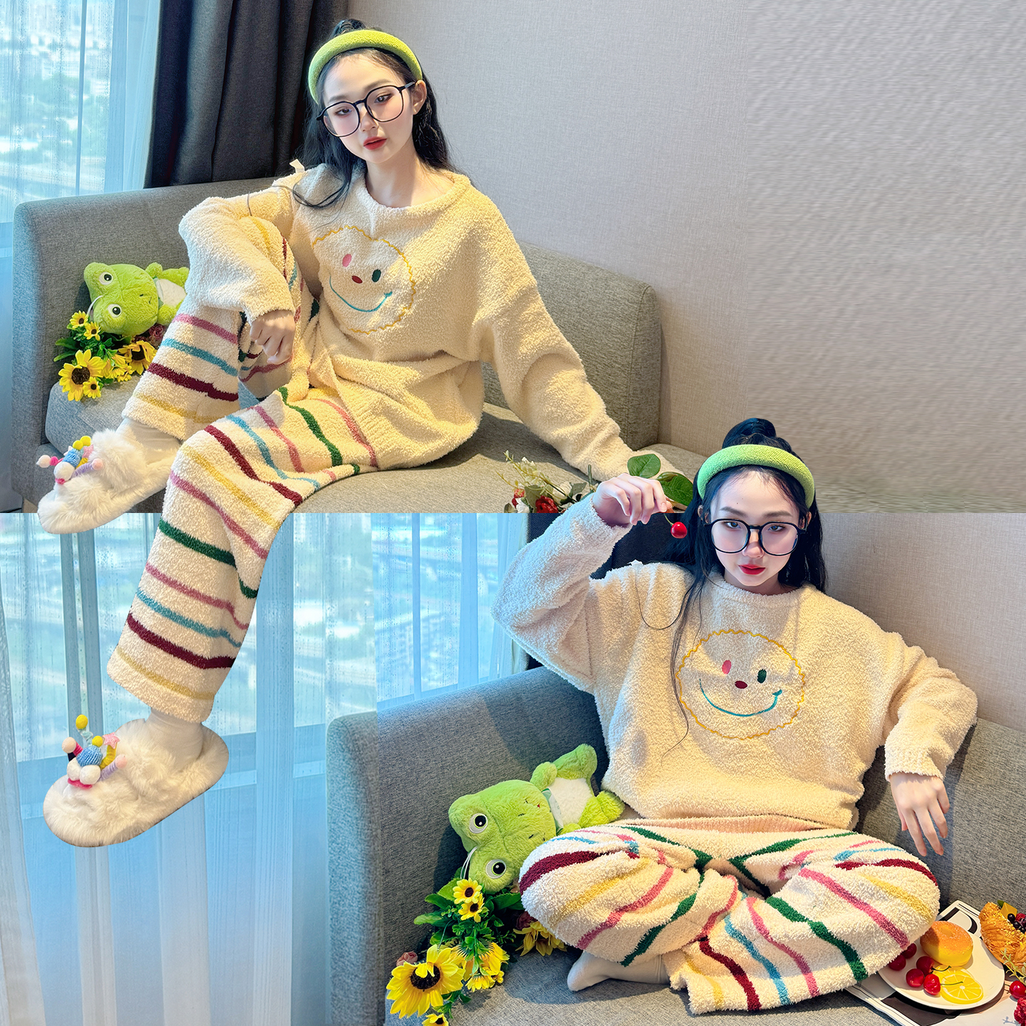 儿童睡衣冬季2025新款女童珊瑚绒家居服初中生女孩加厚法兰绒套装