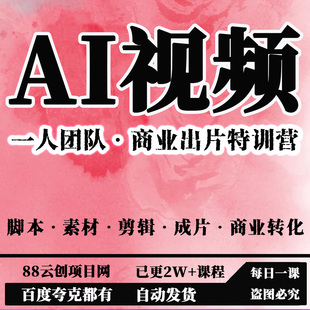 一人团队AI视频商业出片特训营脚本·素材·剪辑·成片·商业转化