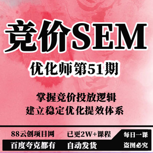 竞价SEM优化师第51期,掌握竞价投放逻辑,建立稳定优化提效体系