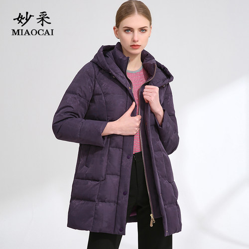 妙采假两件连帽中长款羽绒服