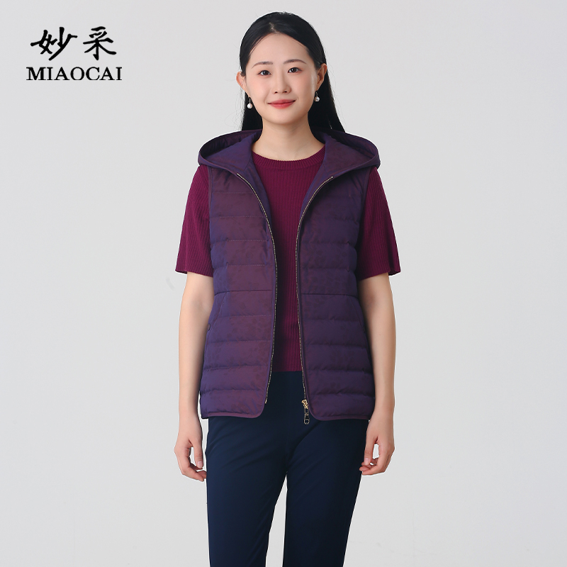 中老年时尚羽绒马甲白鸭绒背心冬
