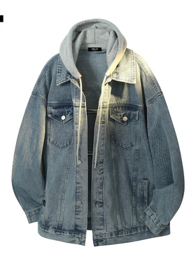 it :5cm/FIVECM青年帅气连帽牛仔外套男士2025秋冬款宽松夹克上衣