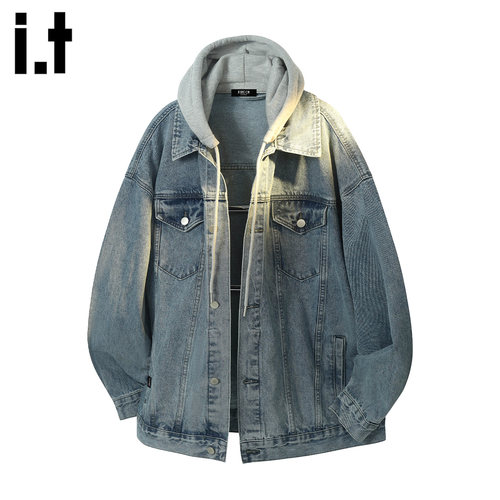 it者连帽牛仔外套男春秋款