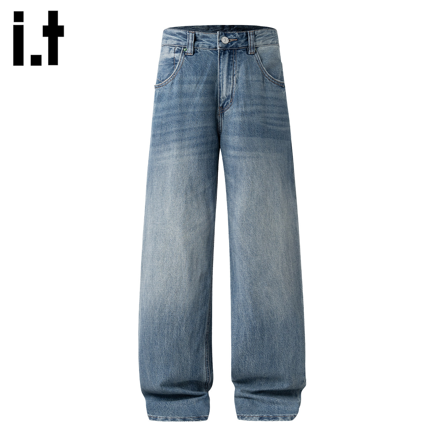 it :5cm/FIVECM复古水洗做旧直筒牛仔裤男美式cleanfit宽松阔腿裤