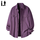 5cm 男款 FIVECM紫色翻领长袖 工装 衬衫 2025春秋季 宽松休闲衬衣