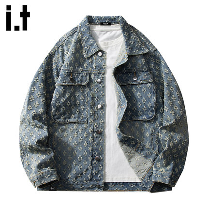 it :5cm/FIVECM美式高街牛仔翻领夹克男士秋冬季新款宽松工装外套