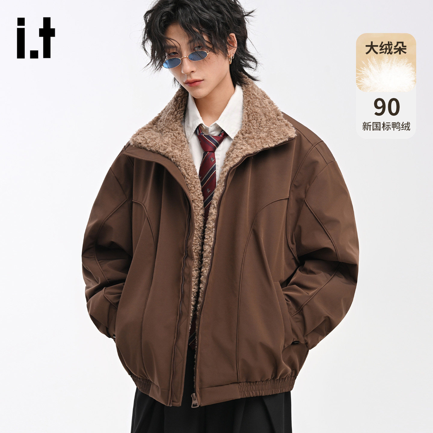 it5cm/FIVECM复古翻领加厚羽绒