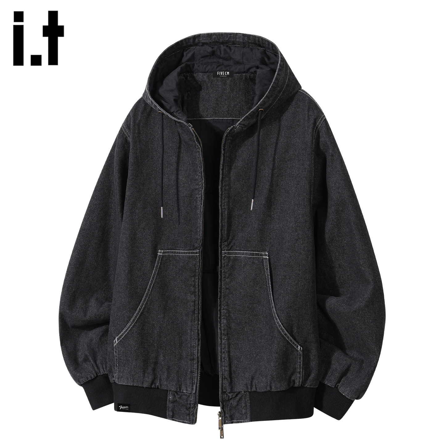 it :5cm/FIVECM时尚设计感连帽牛仔外套男2025秋冬季休闲运动夹克