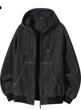 it :5cm/FIVECM时尚设计感连帽牛仔外套男2025秋冬季休闲运动夹克