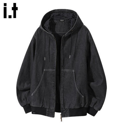 it :5cm/FIVECM时尚设计感连帽牛仔外套男2025秋冬季休闲运动夹克