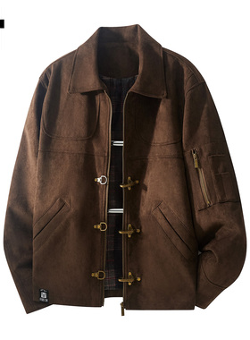 it :5cm/FIVECM复古高级感翻领夹克外套男士2025冬季宽松防风外衣