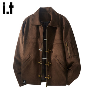 it :5cm/FIVECM复古高级感翻领夹克外套男士2025冬季宽松防风外衣
