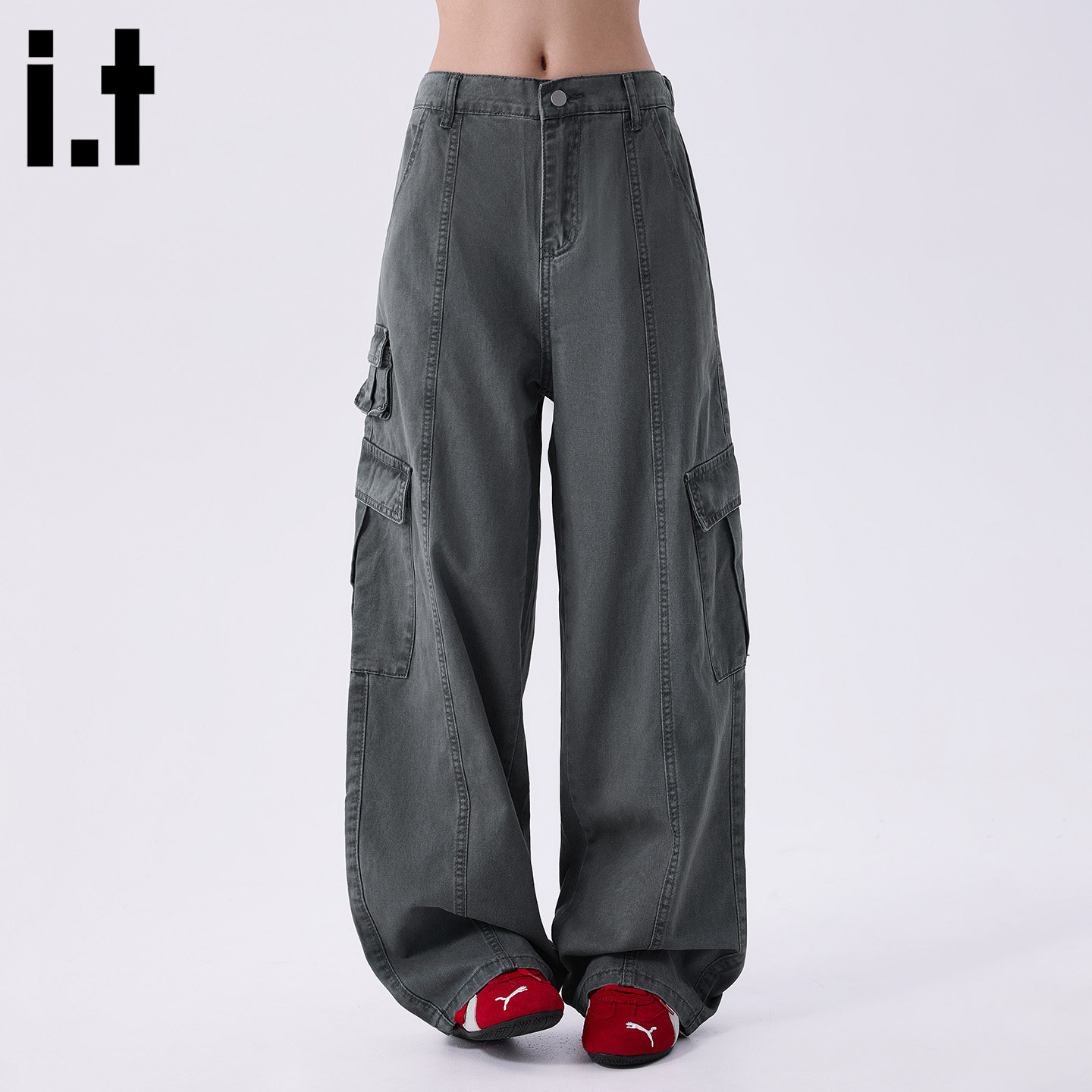 it :5cm/FIVECM牛仔布复古宽松工装裤男款2026春季新款阔腿裤长裤