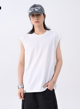 it :5cm/FIVECM白色无袖圆领背心男款2025新款夏季宽松高级感上衣