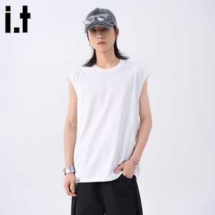 it :5cm/FIVECM白色无袖圆领背心男款2025新款夏季宽松高级感上衣