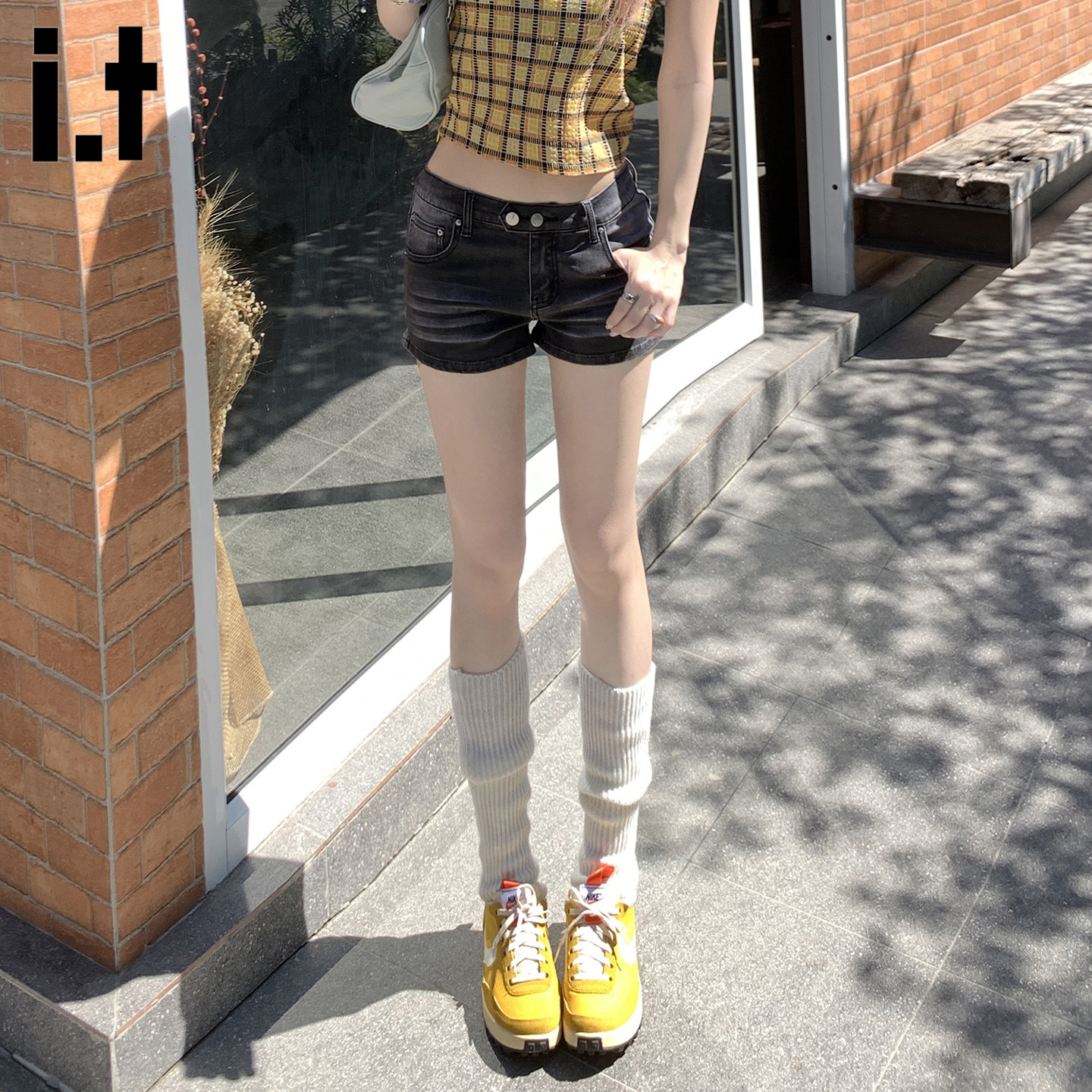 it FIVECM美式复古做旧低腰牛仔裤女2026夏季新款辣妹ins风短裤X