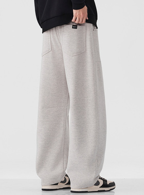 it :5cm/FIVECM重磅灰色休闲裤男士2025新款纯色运动长裤直筒百搭