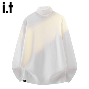 5cm 打底衫 FIVECM白色高领针织卫衣男款 冬季 内搭上衣 2025新款