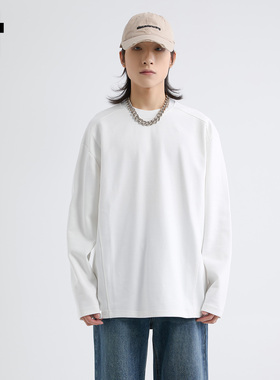 it :5cm/FIVECM白色帅气简约高级感宽松长袖t恤男士2025秋季上衣