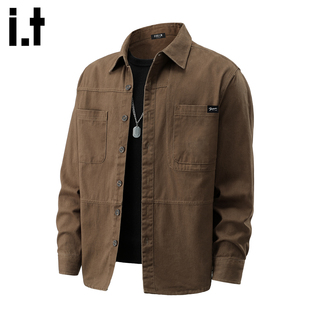 长袖 FIVECM春季 衬衫 男士 衬衣百搭外套 多口袋春秋休闲工装 5cm