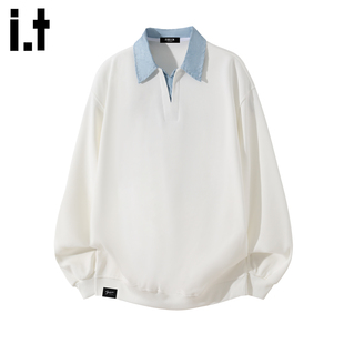 新款 2025秋冬季 FIVECM痞帅撞色翻领卫衣男款 宽松休闲上衣 5cm