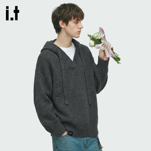 it :5cm/FIVECM套头毛衣男韩系穿搭深灰针织衫高级感痞帅卫衣外套