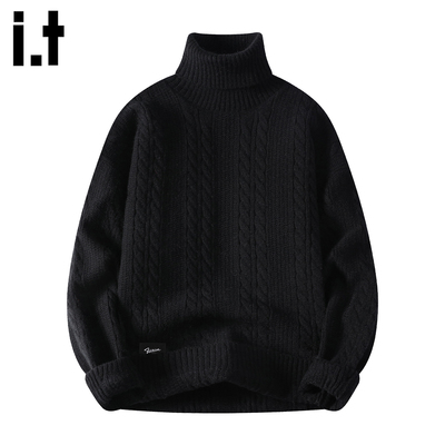 IT'S5cm黑色潮流高领针织衫