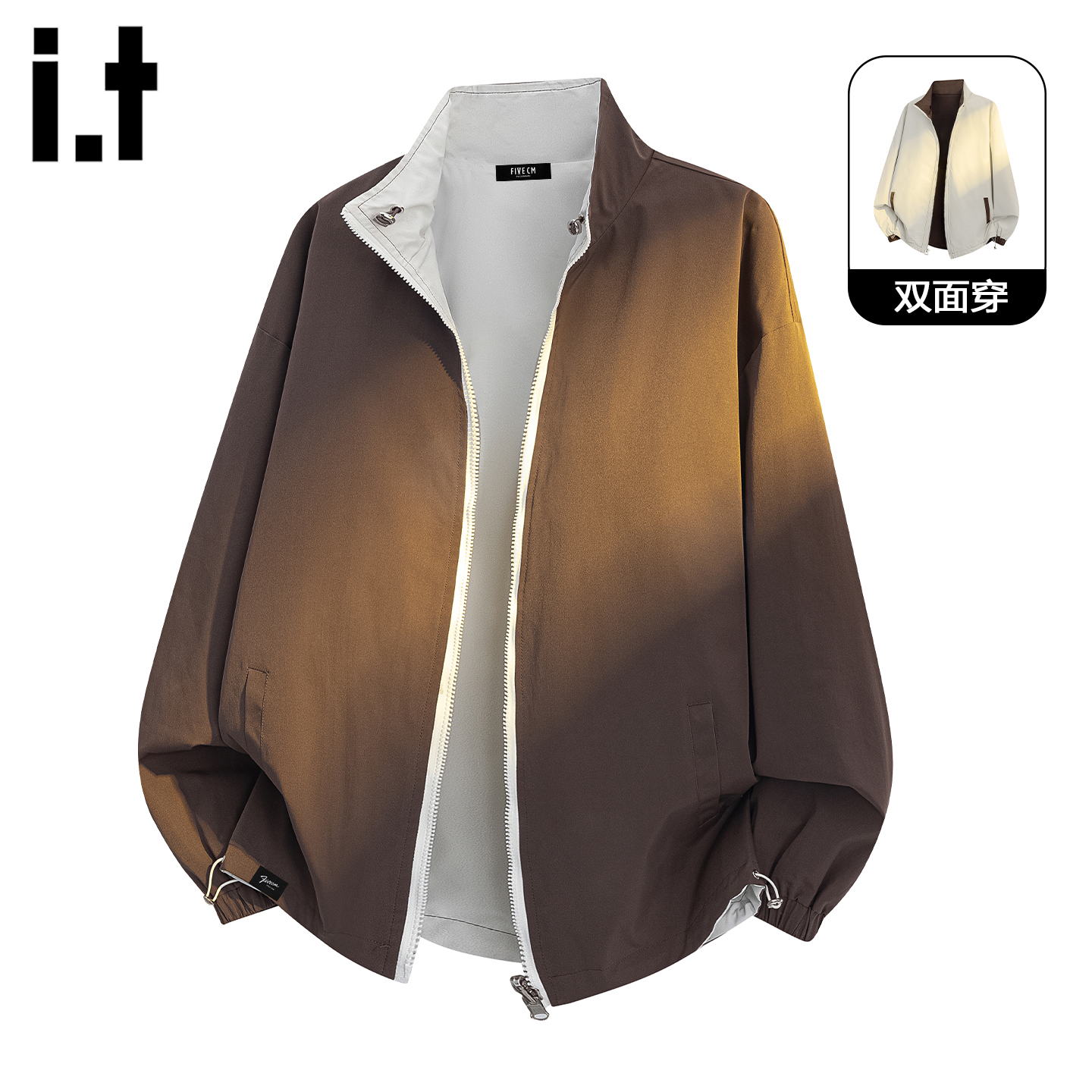 it者复古撞色立领休闲夹克男款