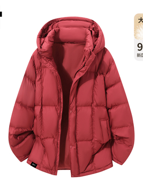 it :5cm/FIVECM红色连帽羽绒服男女2025冬季加厚保暖90白鸭绒外套