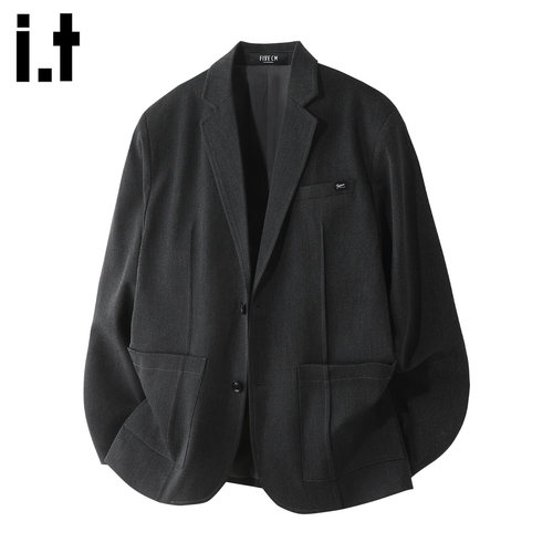 IT高级感垂感翻领西装外套男
