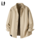 男日系潮牌翻领高级感衬衣男休闲外套 衬衫 5cm FIVECM纯色长袖