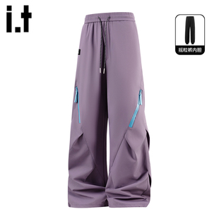 it :5cm/FIVECM情侣软壳冲锋裤户外宽松工装裤男女冬加绒宽松长裤