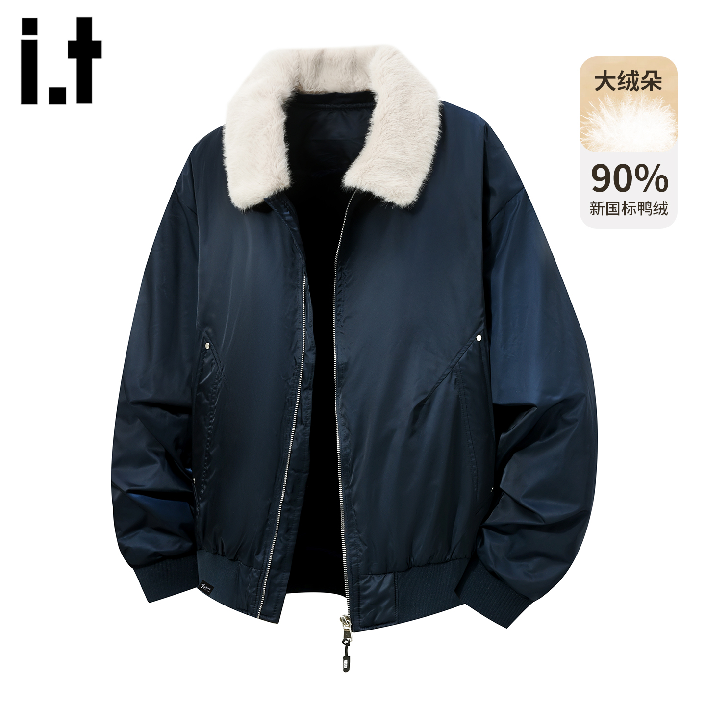 it毛毛翻领羽绒服男款